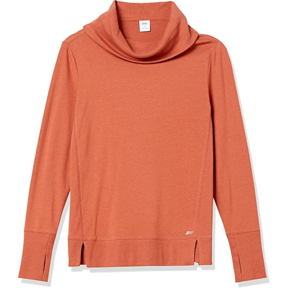 Studio Terry Long-Sleeve Funnel Neck Sweatshirt Caramel Sz S